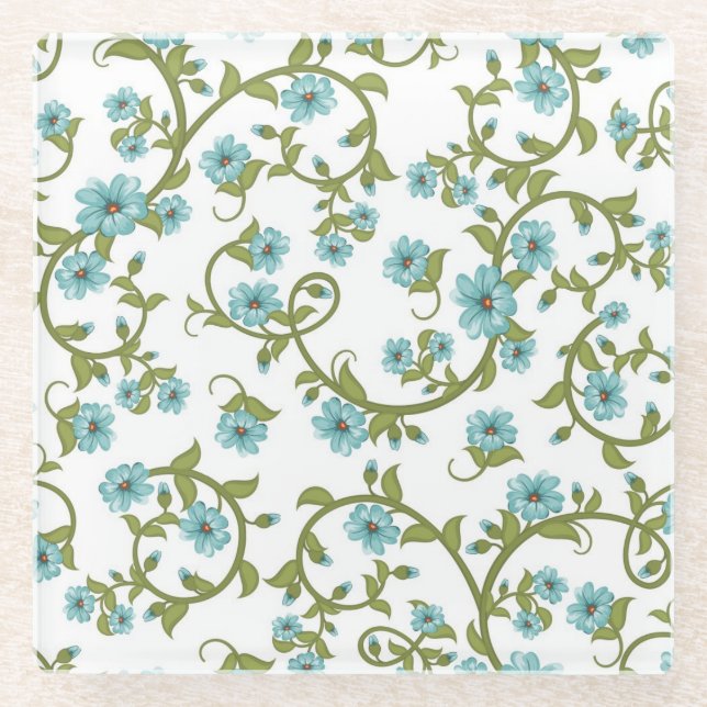 Floral Pattern 6 Glass Coaster (Front)