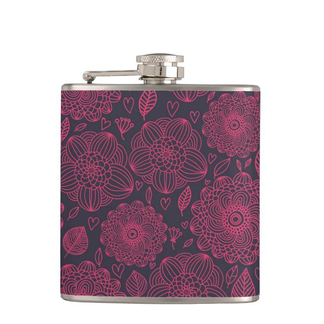 Floral Pattern 6 Hip Flask (Front)