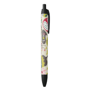 Floral Pattern 8 Black Ink Pen