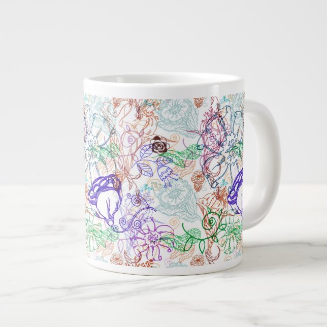 Floral Pattern 8 Large Coffee Mug (Front Right)