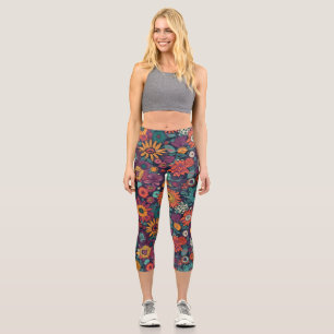 Floral Pattern, A Bouquet of Colourful Flowers Capri Leggings