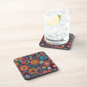 Floral Pattern, A Bouquet of Colourful Flowers Coaster