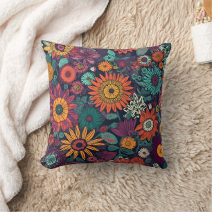Floral Pattern, A Bouquet of Colourful Flowers Cushion