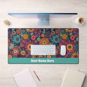 Floral Pattern, A Bouquet of Colourful Flowers, Desk Mat