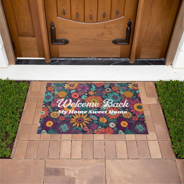 Floral Pattern, A Bouquet of Colourful Flowers Doormat (Outdoor)