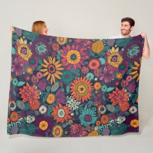 Floral Pattern, A Bouquet of Colourful Flowers, Fleece Blanket