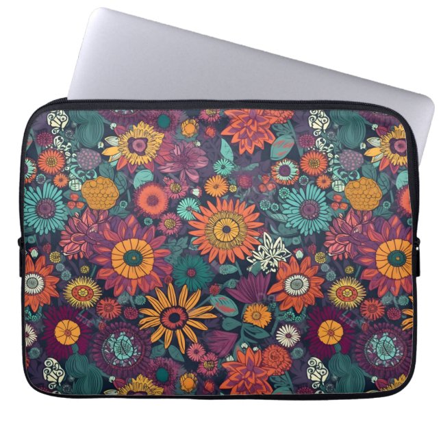 Floral Pattern, A Bouquet of Colourful Flowers Laptop Sleeve (Front)