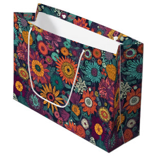 Floral Pattern, A Bouquet of Colourful Flowers Large Gift Bag