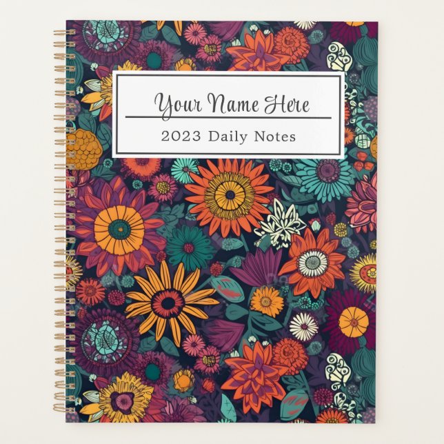 Floral Pattern, A Bouquet of Colourful Flowers Planner (Front)