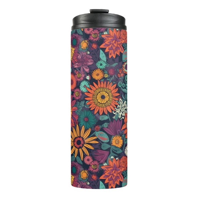 Floral Pattern, A Bouquet of Colourful Flowers Thermal Tumbler (Front)