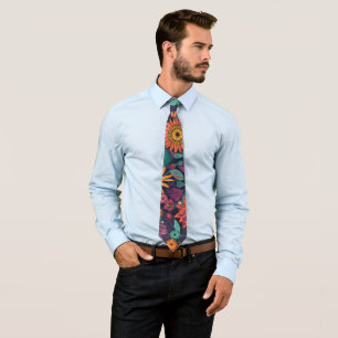 Floral Pattern, A Bouquet of Colourful Flowers Tie
