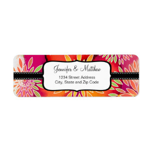 Floral Pattern and Watercolor Abstract Painting Return Address Label