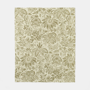 Floral Pattern Antique Damask Paisley Fleece Blanket