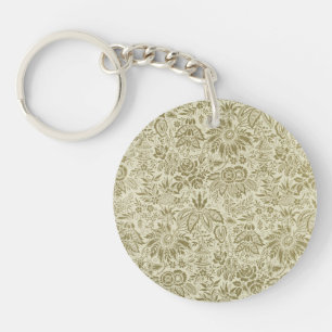 Floral Pattern Antique Damask Paisley Key Ring