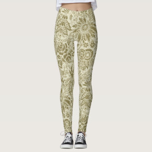 Floral Pattern Antique Damask Paisley Leggings