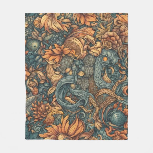 Floral Pattern Art Print - Nature Decor Fleece Blanket (Front)