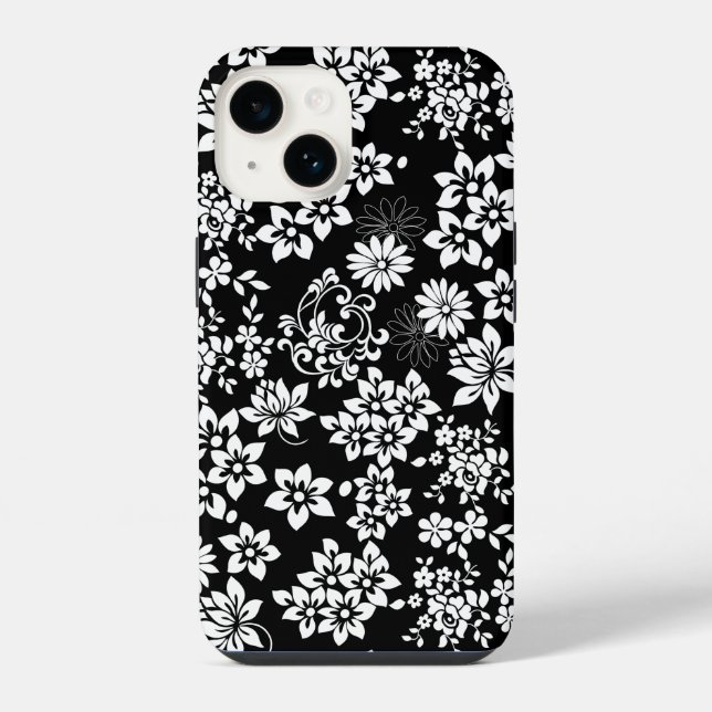 Floral pattern.b Black BG iPhone Case (Back)