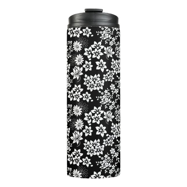 Floral pattern.b Black BG Thermal Tumbler (Front)