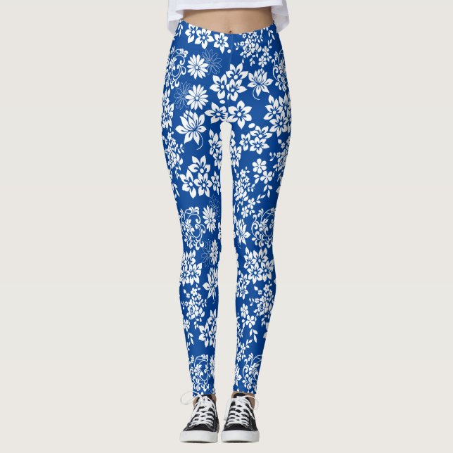 Floral pattern.b Blue BG Leggings (Front)