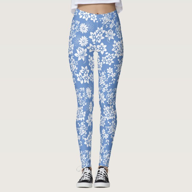 Floral pattern.b L Blue BG Leggings (Front)