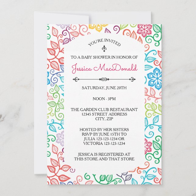 Floral Pattern - Baby Shower Invitation (Front)