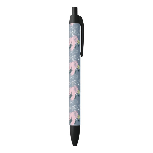 Floral Pattern Black Ink Pen (Bottom (Vertical))