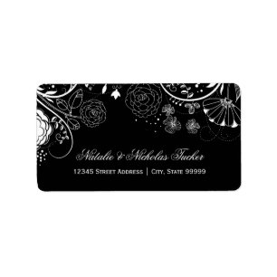 Floral Pattern Black/White - Address Labels