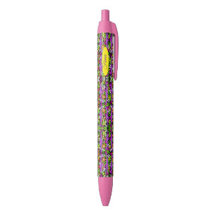 Floral pattern blue ink pen