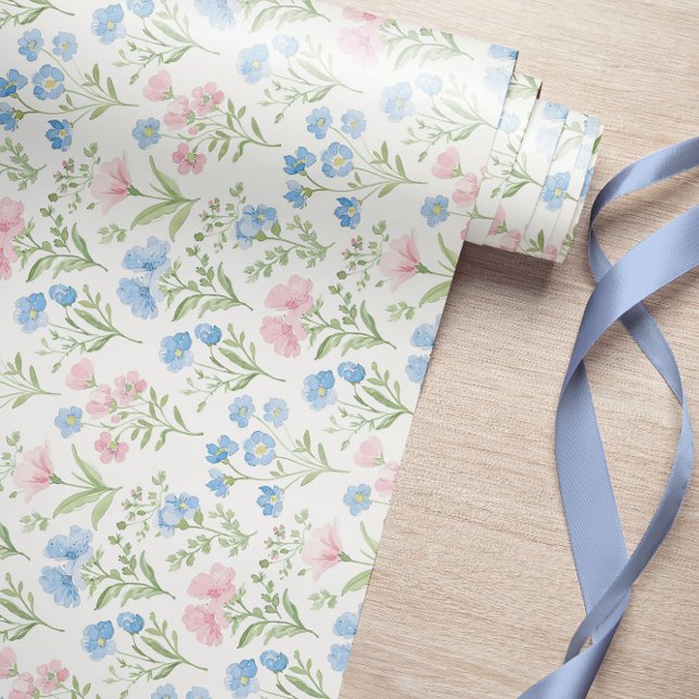Floral Pattern Blue Wildflower Wrapping Paper (Creator Uploaded)