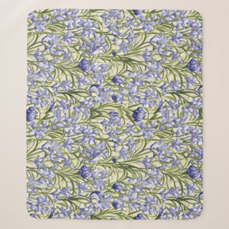 Floral Pattern Bluebell Flowers Sherpa Blanket