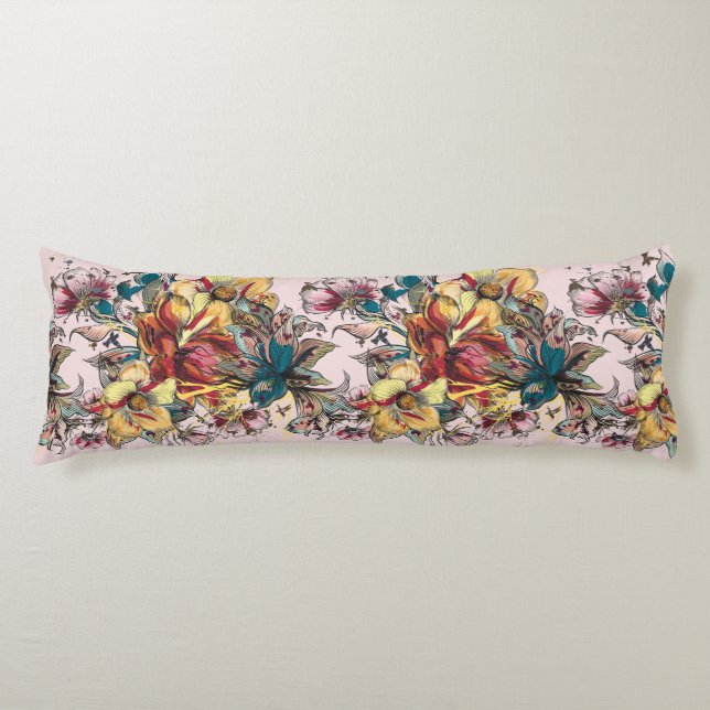 Floral Pattern Body Pillow (Front)