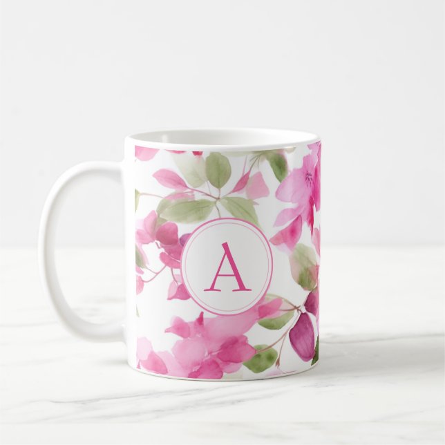 Floral Pattern Bougainvillea Alphabet Coffee Mug (Left)