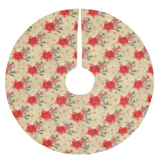 Floral Pattern Brushed Polyester Tree Skirt