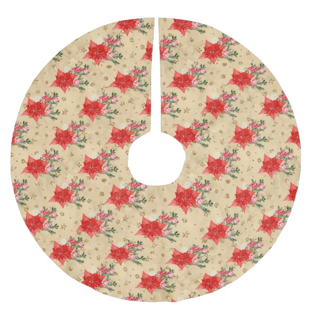 Floral Pattern Brushed Polyester Tree Skirt (Front)