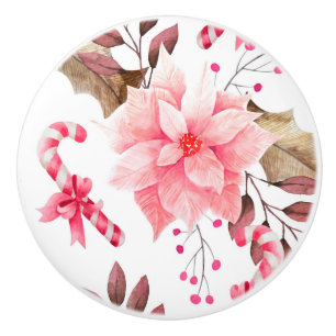 Floral pattern ceramic knob