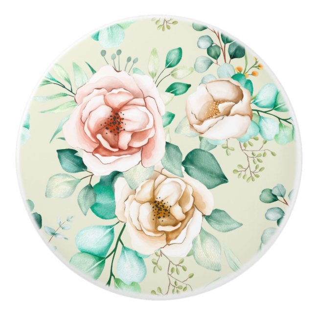 Floral pattern ceramic knob (Front)