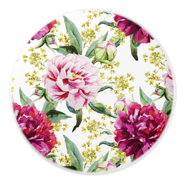 Floral pattern ceramic knob (Front)