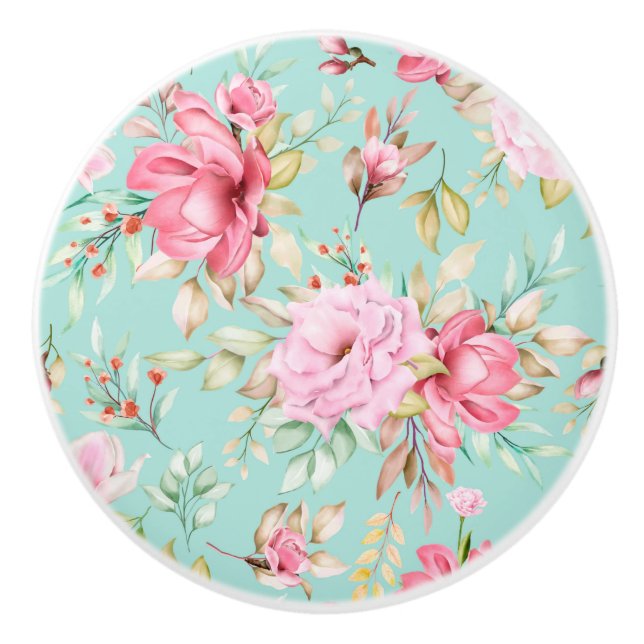 Floral pattern ceramic knob (Front)
