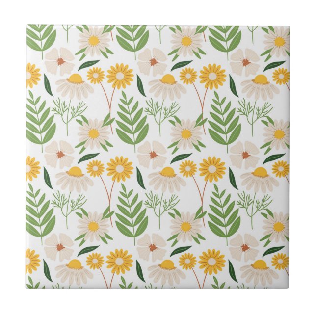Floral Pattern Ceramic Tile (Front)