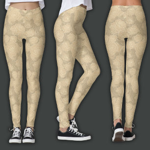 Floral Pattern   Champagne Rose Leggings