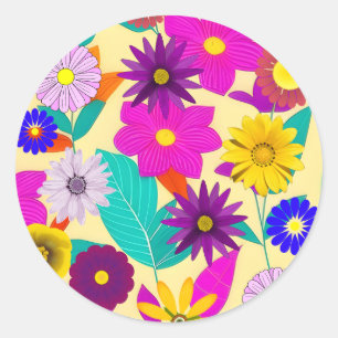 Floral pattern classic round sticker