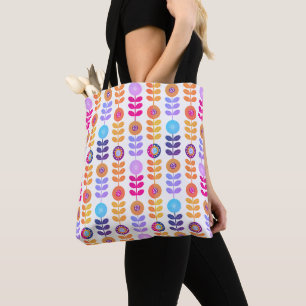 Floral Pattern Colourful Retro Tote Bag