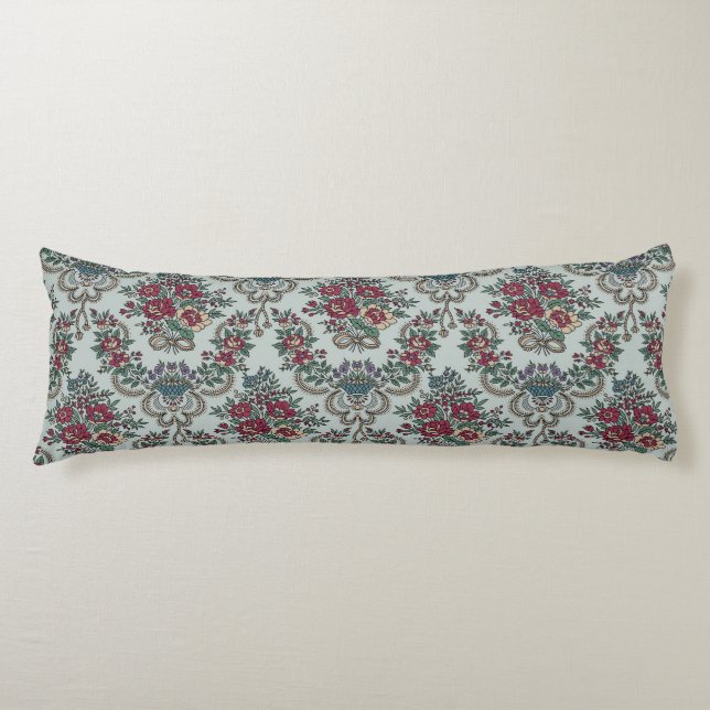 Floral Pattern Colourful Trendy Flowers and Leaves Body Cushion (Front)