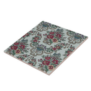 Floral Pattern Colourful Trendy Flowers and Leaves Ceramic Tile