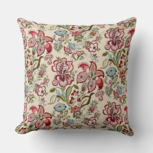 Floral Pattern Colourful Trendy Flowers Pink Green Cushion