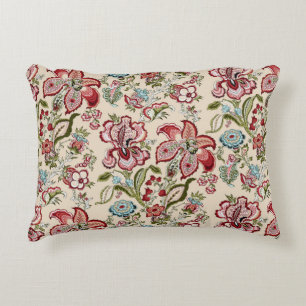 Floral Pattern Colourful Trendy Flowers Pink Green Decorative Cushion
