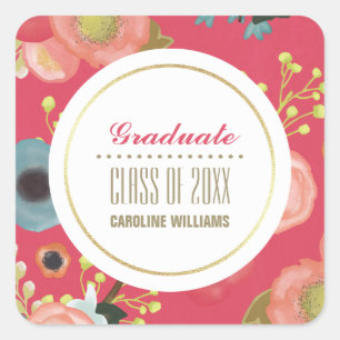 Floral Pattern Custom Graduation Stickers