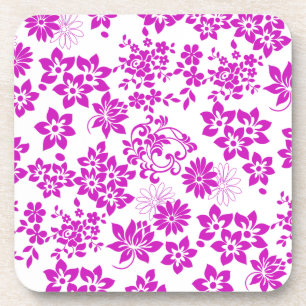 Floral pattern D02.pink.b Coaster