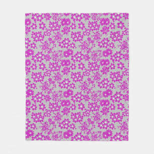 Floral pattern D02.pink.b Grey BG Fleece Blanket