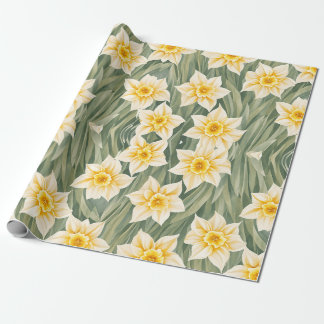 Floral Pattern Daffodil Flowers Wrapping Paper